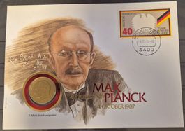 Numisbrief Max Planck 2 DM Münze vergoldet ab 1 Fr.!