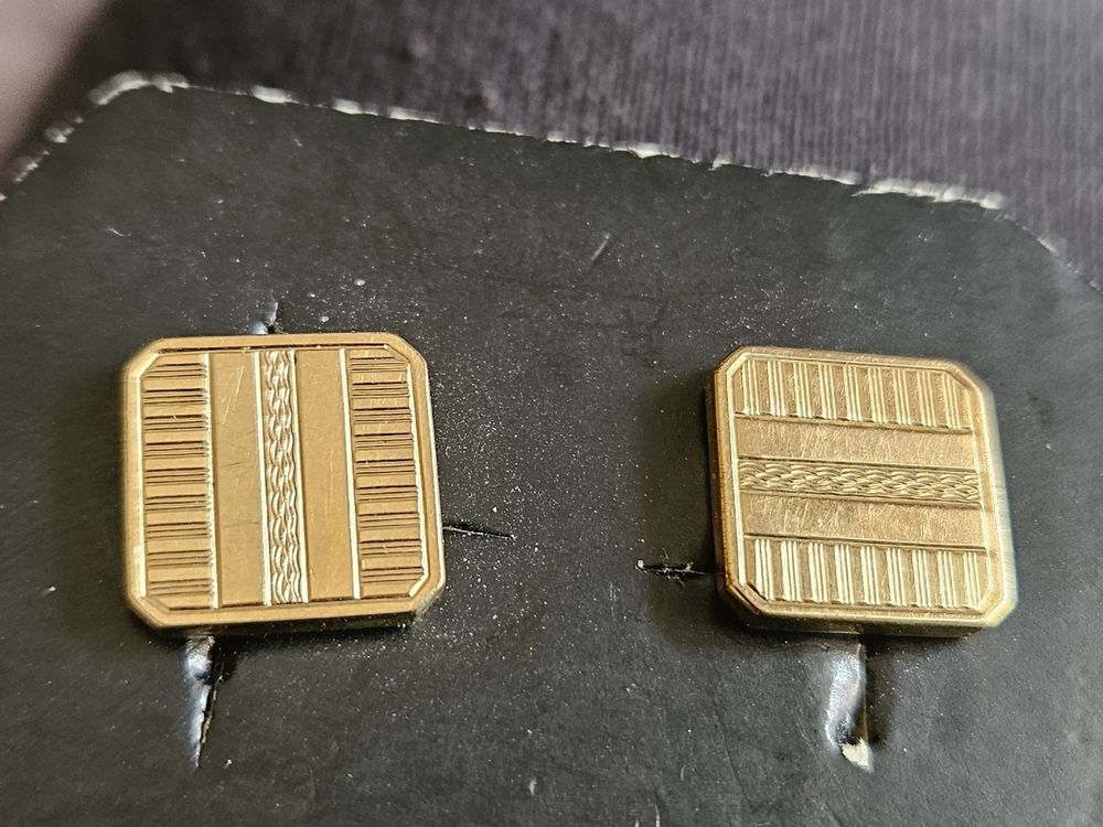 Paire De Boutons De Manchette Plaqué Or 18k - Style Art Nouveau - Occasion Très Bon état