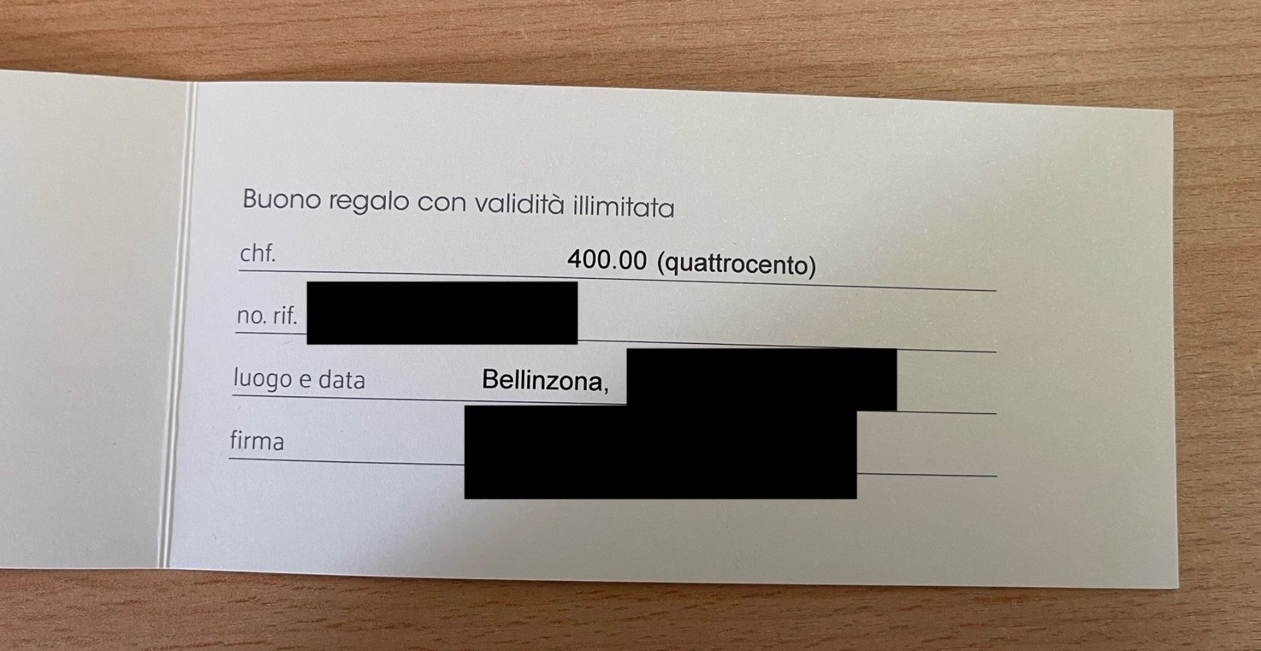 Bons: Buono di 400 CHF per Monn, validità illimitata – Neuf (Voir description) à Basel par gorgollando30 1