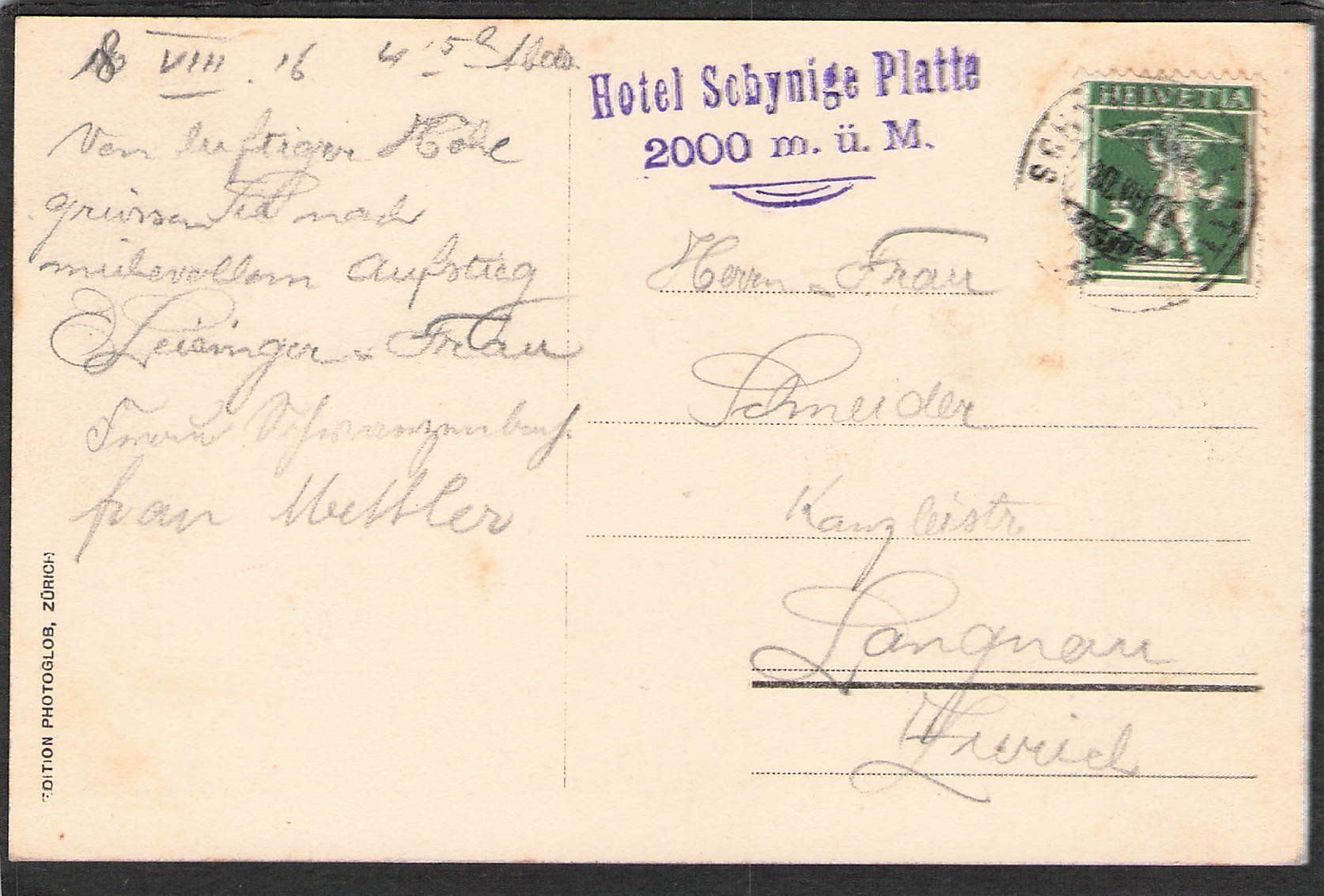 Cartoline postali: AK Schynige Platte-Bahn , 1916 – Usato da Reichenburg venduto da ibiza18 1
