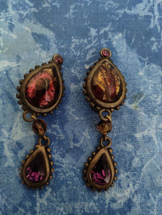 Boucle D'oreille Ancienne Vintage En Métal Argenté - Occasion - Style Rétro