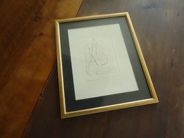 Dessin de jeune femme nue assise avec cadre