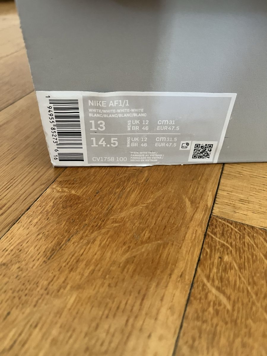 Nike Scarpe da uomo: Nike AF1/1 white 47,5 US 13 – Usato da Lausanne venduto da ebassoo1 1