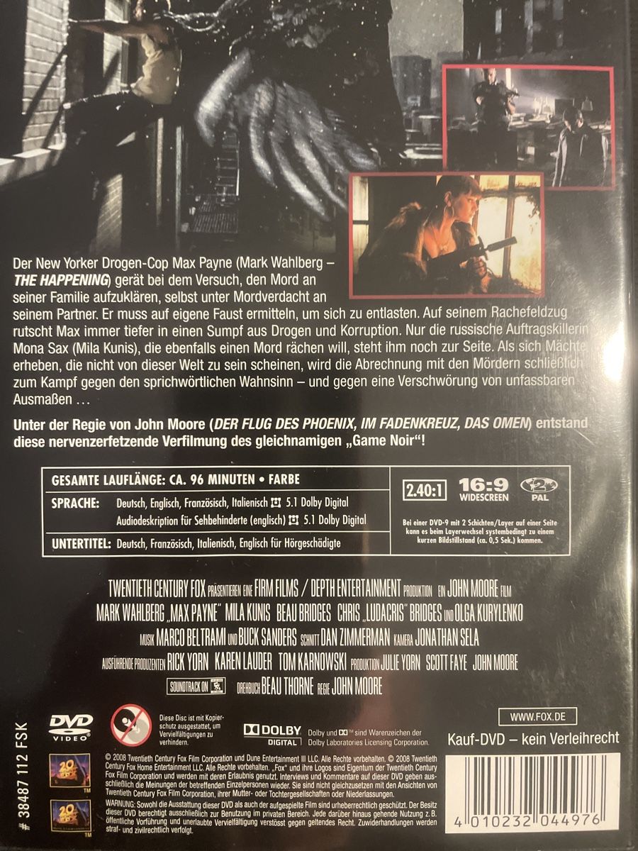 Tutti i DVDs: Max Payne, mit Mark Wahlberg – Usato da Winterthur venduto da machmaschine 1