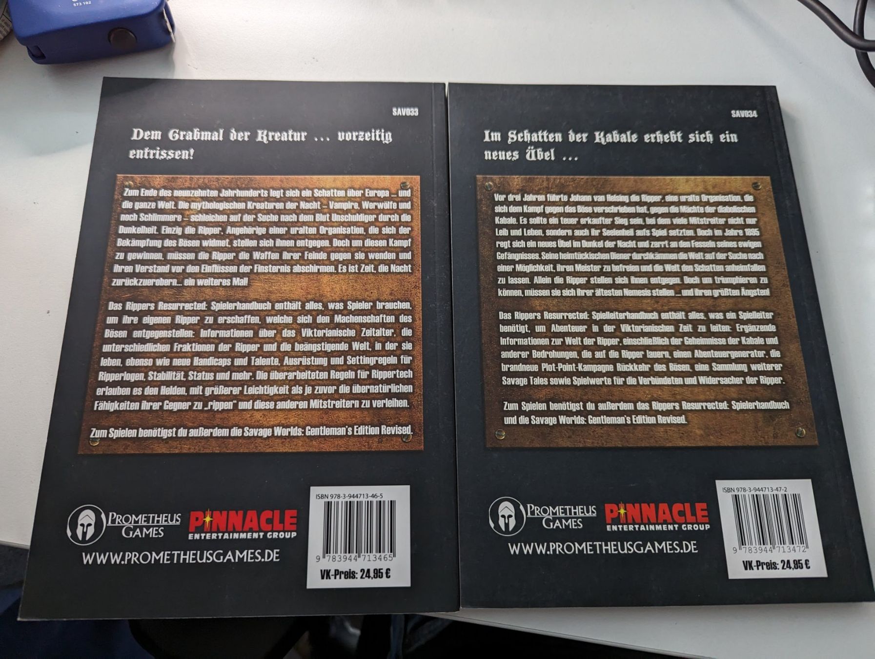 Bücher: Rippers Resurrected - Savage Worlds Handbuch x 2 – Gebraucht aus Hünenberg See von SpecialEditionGaming 1