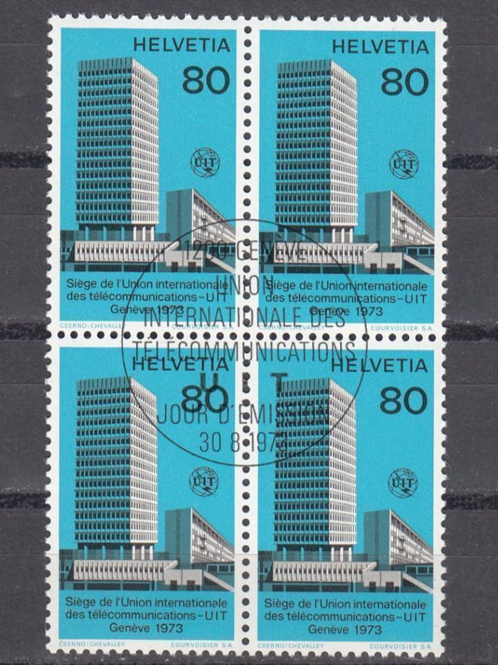 Alle Briefmarken: SBK D Xl 10 im 4er-Block mit ET – Gebraucht aus Bürglen TG von StampGraf