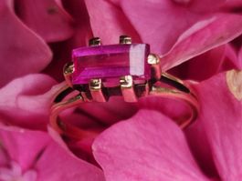 Rubin Ring Victorian Style Roségold , Grösse ca. 49, geprüft