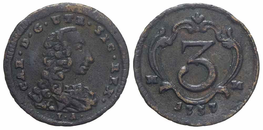 Tutti le monete: Italien, Napoli, 1/2 Tornese 1757 – Usato da Chiasso venduto da Novamarketing