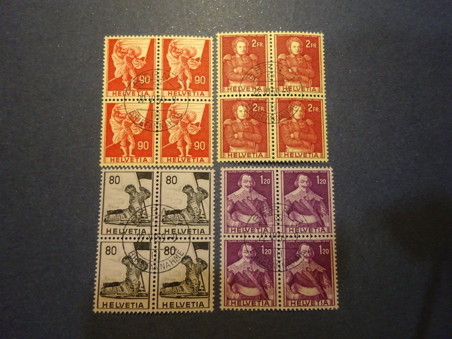 Tutti i francobolli: 1958 - 1959  4er Block mit Zentrumstempel – Usato da Appenzell-Steinegg venduto da adi1975