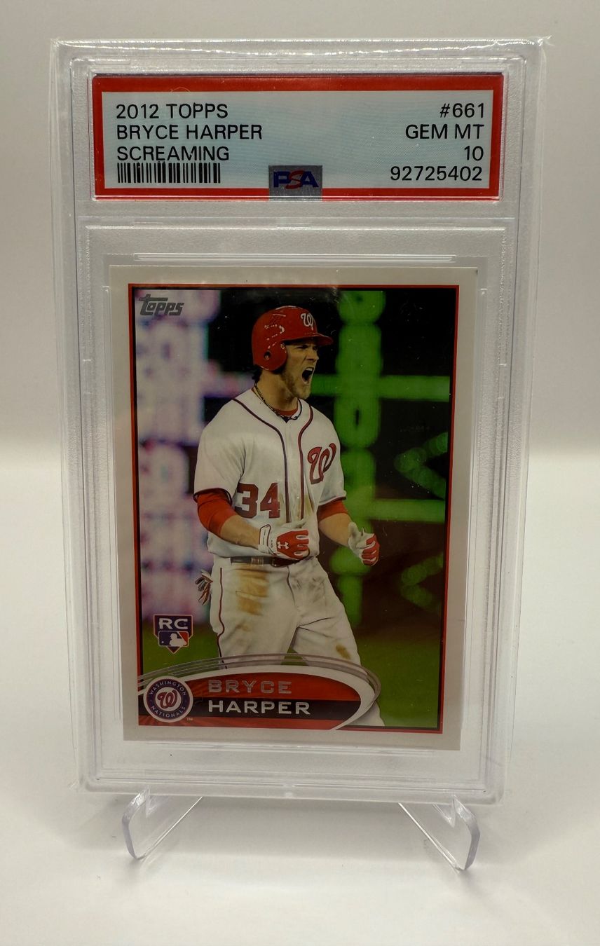 Topps Carte collezionabili: 2012 Topps #661 Bryce Harper RC Screaming PSA 10 – Nuovo e nell'imballaggio originale da Dietikon venduto da gab_qz7y