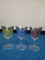 3 Art Deco Weingläser verschiedene Farben