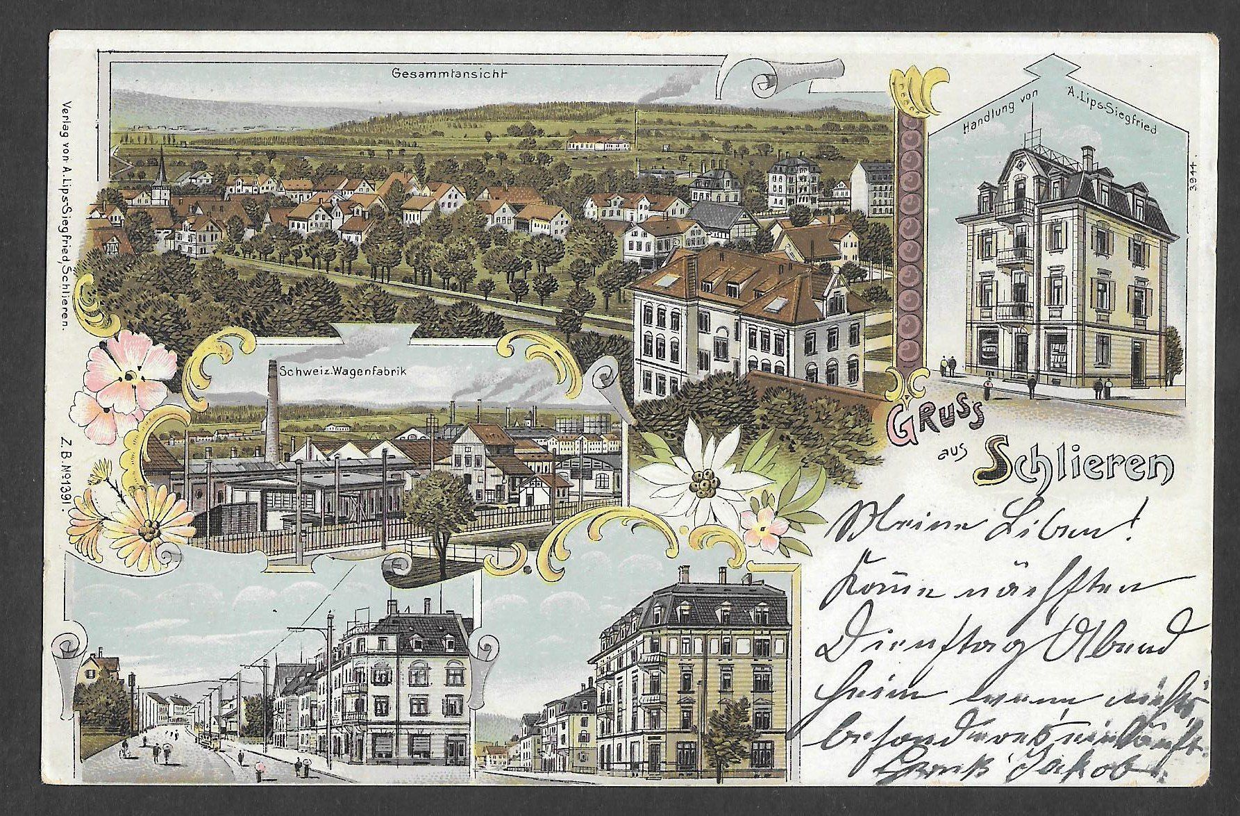 Cartoline postali: Schlieren farbige Lithografie 5 Bilder – Usato da Olten venduto da clotaldi