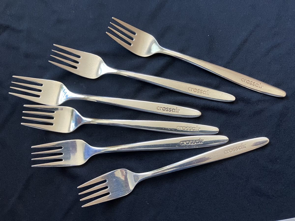 Set di posate: 6 x Crossair Desert forks Silver plated – Usato da Zürich venduto da Classic_Collection_Zurich
