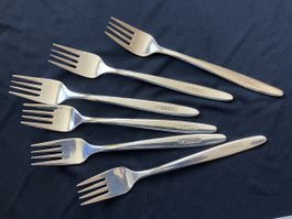 6 x Crossair Desert forks Silver plated