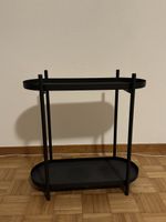 Beistelltisch 2 Ablagen schwarz Metall oval 70x40x15cm