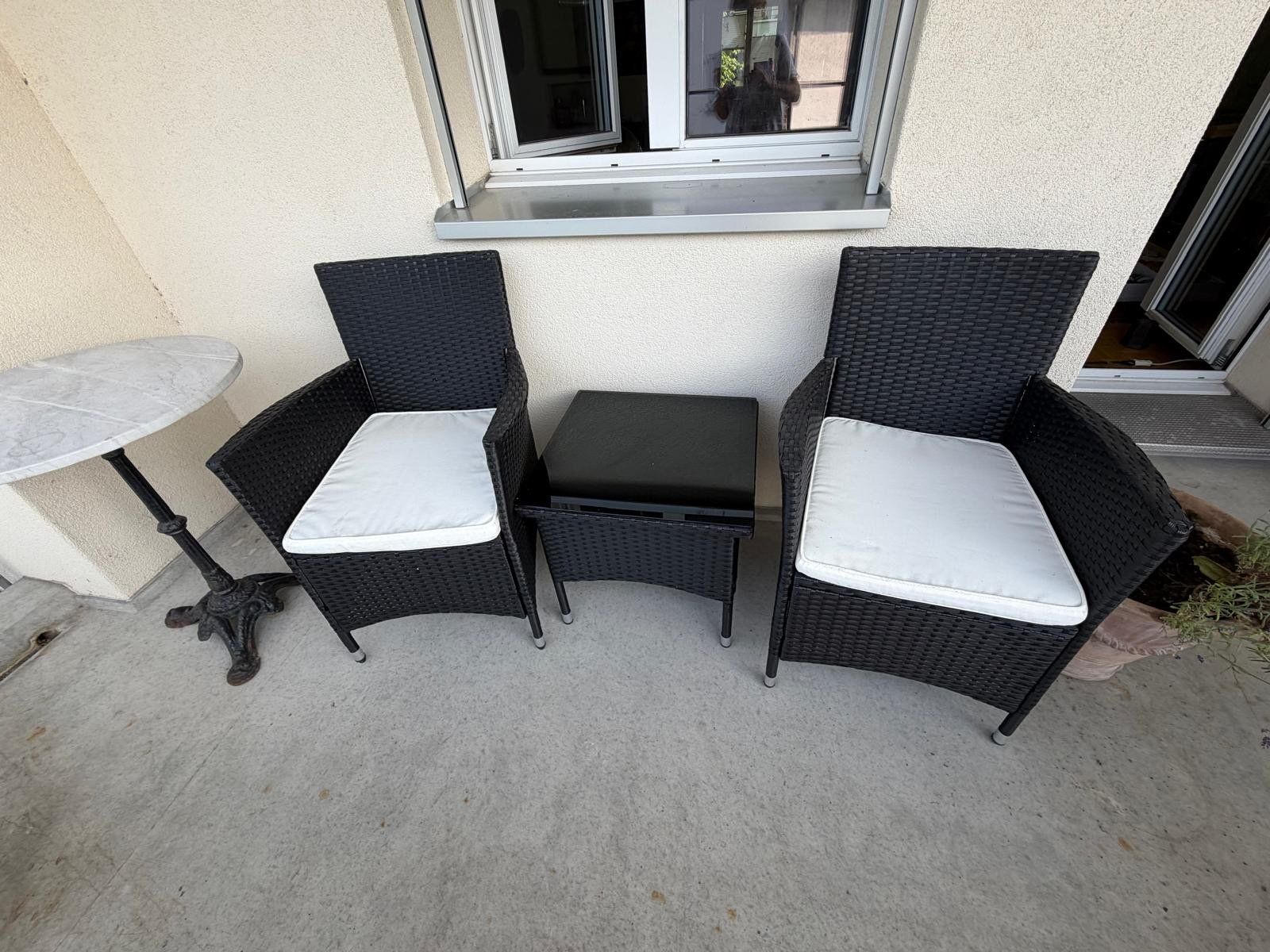 Sessel: 3 teiliges Garten-/Balkon Lounge Set, Polyrattan – Gebraucht aus Luzern von Johannas-flohmarkt 1