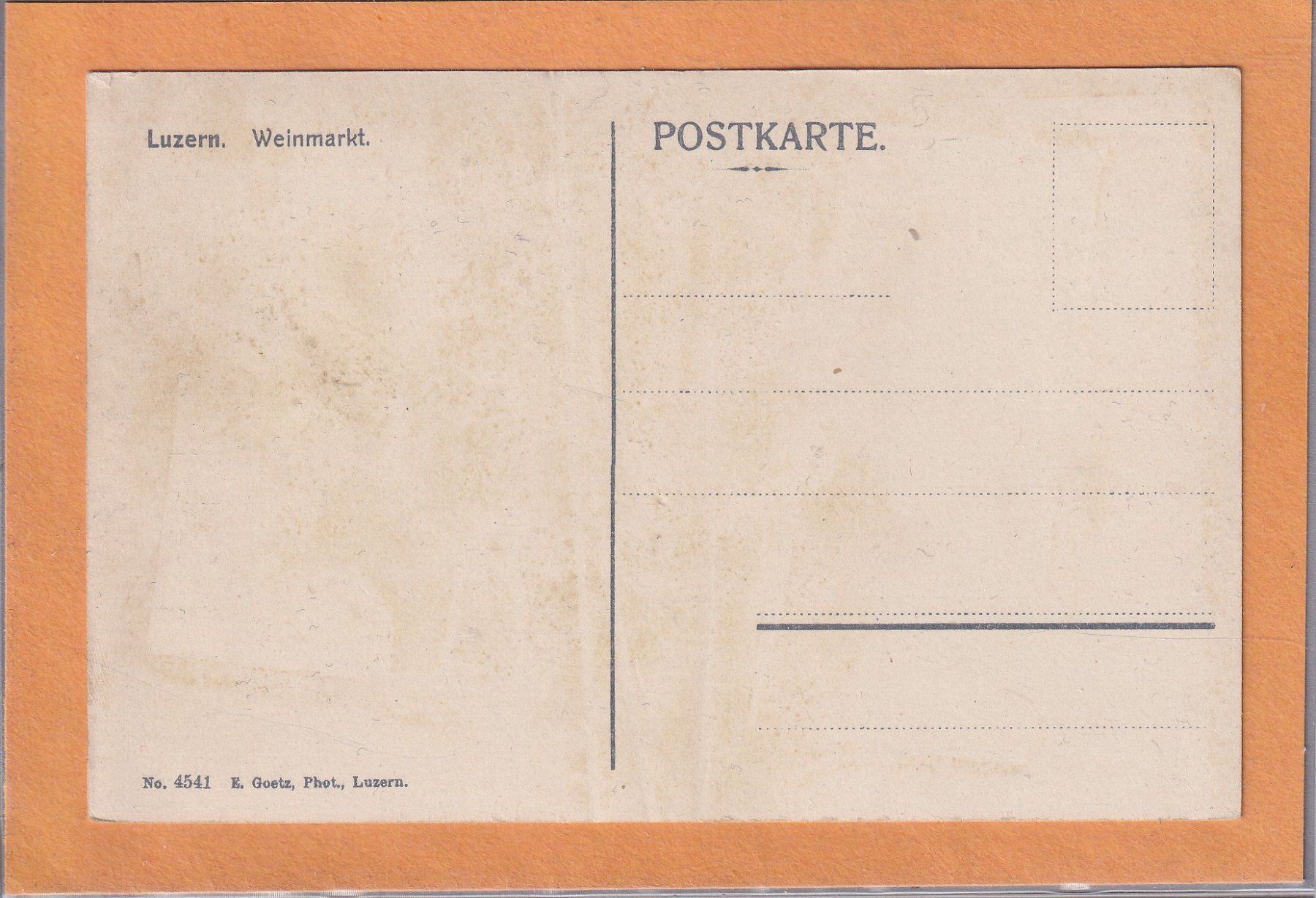Cartoline postali: Luzern - Weinmarkt - 1915 – Usato da Orvin venduto da Pyaeschli 1