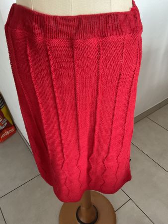Damen Strickrock  rot 50% Leinen 50% Cotton Grösse S Linara