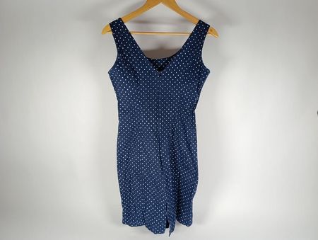Robe bleu marine à pois blanc taille L