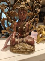 Buddha Figur, Holz, Asiatische Dekoration, Vintage Stil