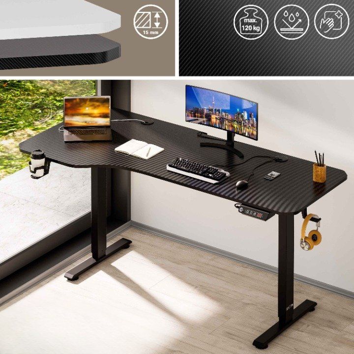 Höhenverstellbarer Schreibtisch 160x75x73-118cm 5