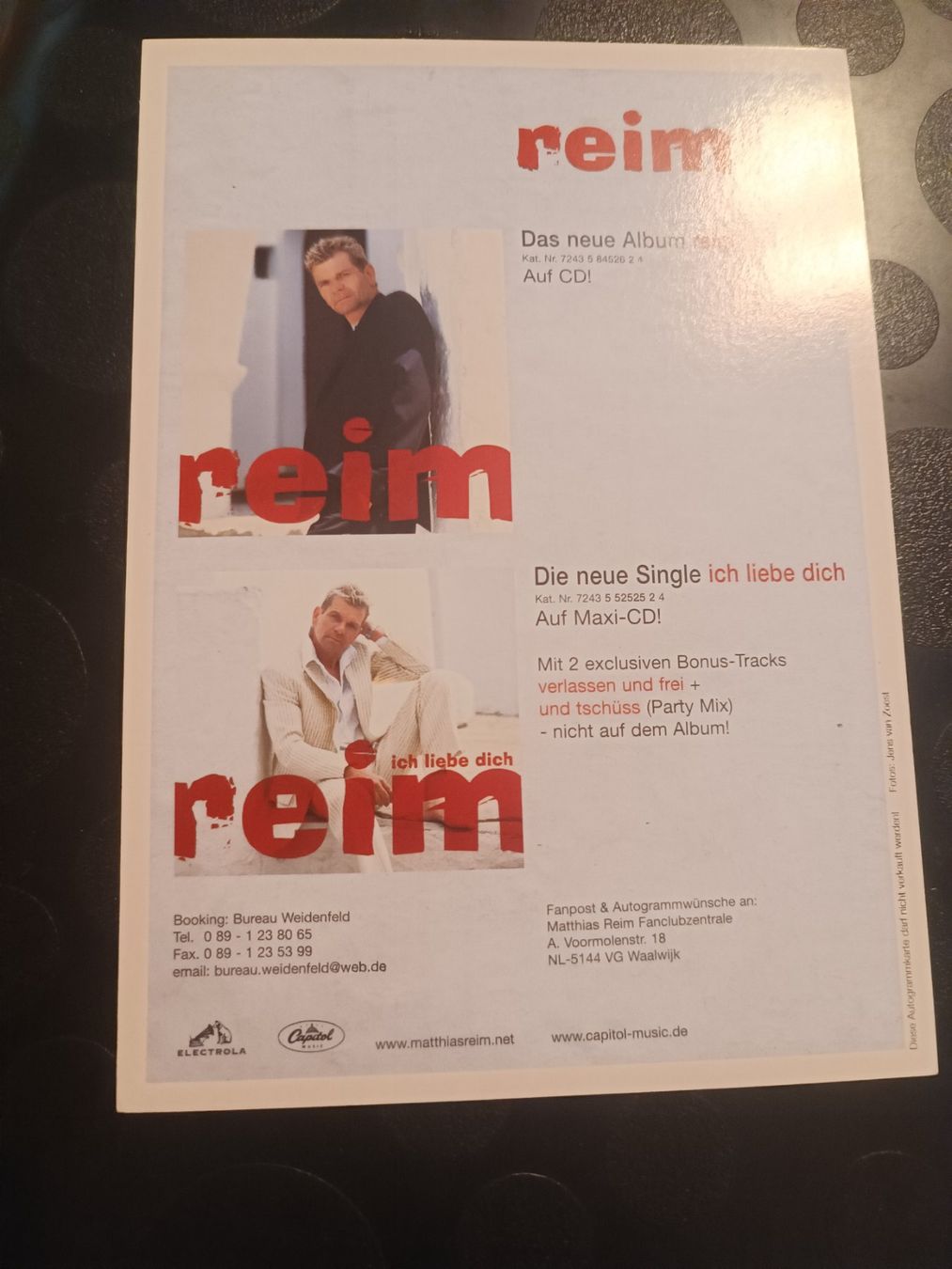 Autogramme: Matthias Reim - handsignierte alte Autogrammkarte – Gebraucht aus Menziken von Artographs 1