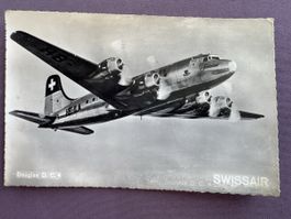 Postkarte Douglas DC-4 SWISSAIR HB-ILA Jaeger Geneve