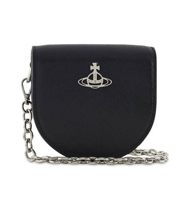 VIVIENNE WESTWOOD Saffiano Nano Saddle Crossbody In Black