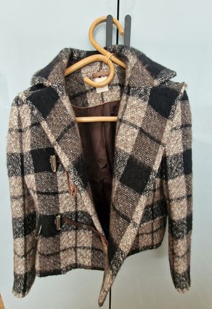 Veste courte à carreaux en laine mélangée – Taille 1