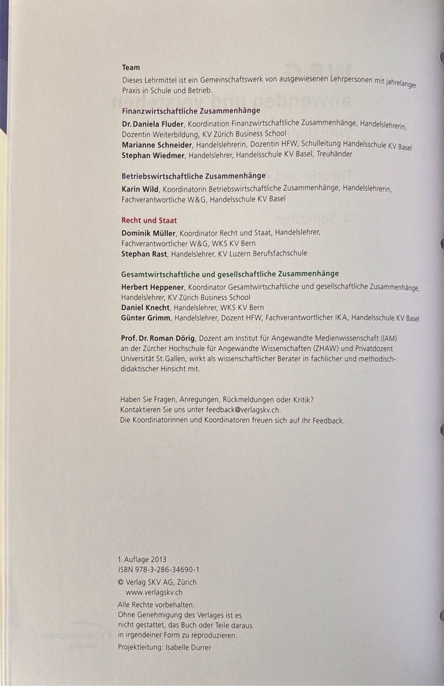 Libri: W&G anwenden und verstehen, E Profil, 4. Semester – Nuovo (secondo la descrizione) da Sarnen venduto da Livres 3