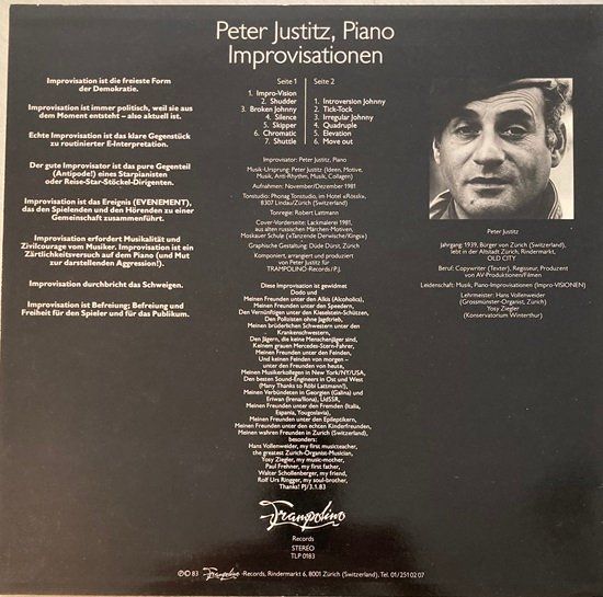 Vinyles: Peter Justitz - Improvisationen (LP) – D'occasion à Grüningen par azulgrisvinyl 1