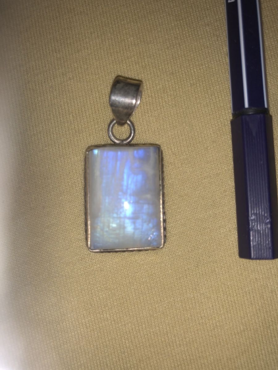 Anhänger: Silver Pendant with Moonstone Rectangular Used – Gebraucht aus Baltschieder von Miumiu21