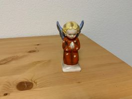 Deko-Engel, kniend, mit blauen Flügeln, Vintage, Top! (53)