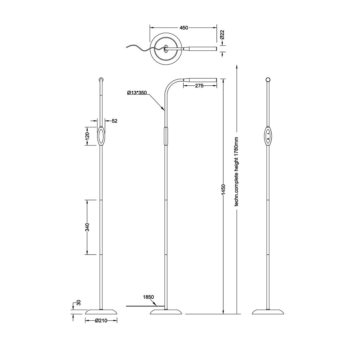 Lampade: LED Stehleuchte, Dimmer, 145 cm Höhe – Nuovo (secondo la descrizione) da Kreuzlingen venduto da Smart-Light 7