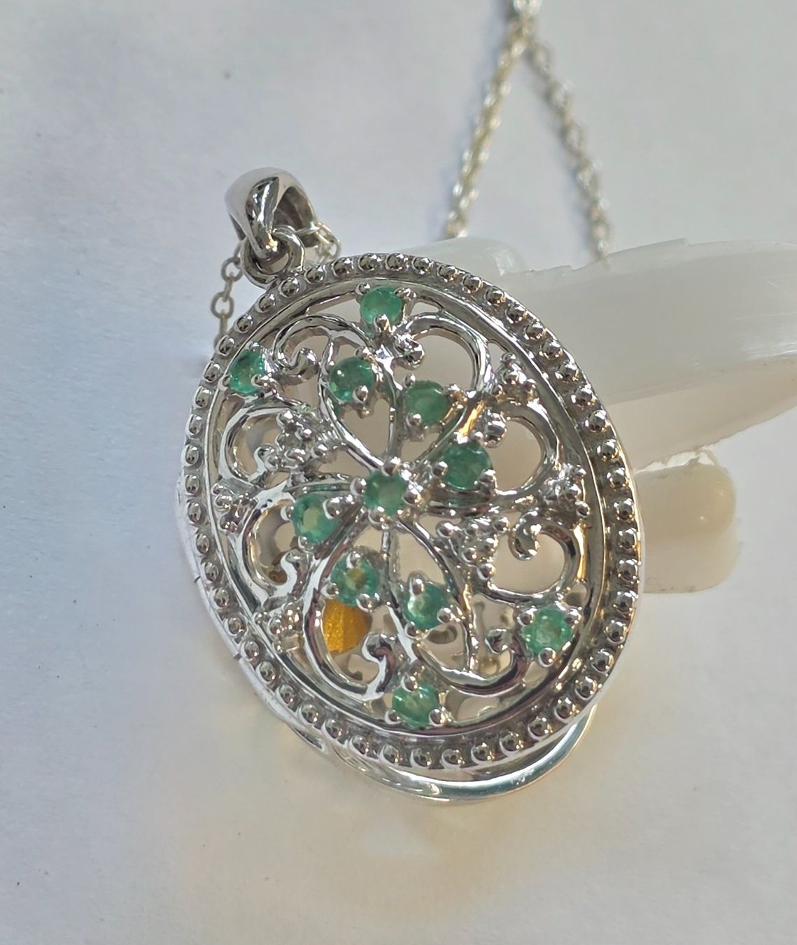 Anhänger: Medaillon Kette Silber mit Smaragden neu – Neu (gemäss Beschreibung) aus Zürich von ben_mn5h 4