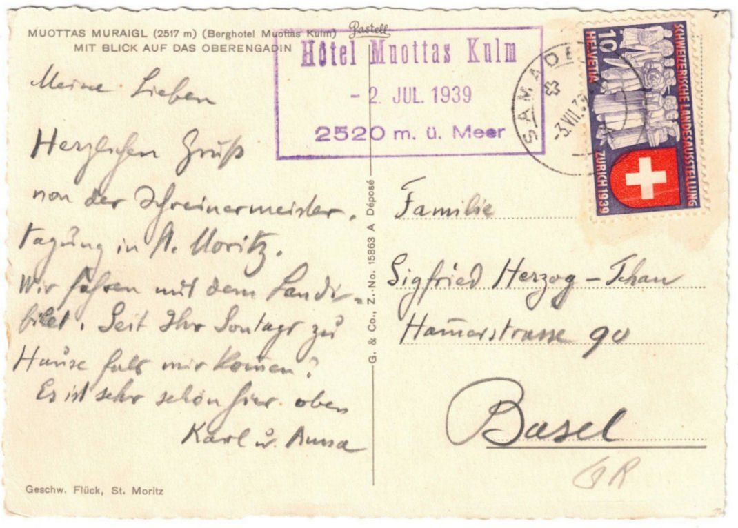 Cartoline postali: St. Moritz - Standseilbahn Muottas Muragl Bergstation – Usato da Binningen venduto da Mountainrider 1