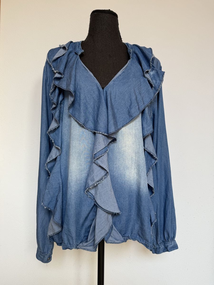 Camicette: Boho Rüschenbluse in Jeansoptik – Nuovo (secondo la descrizione) da Sigriswil venduto da ck56 1