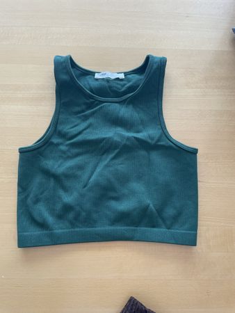 Débardeur côtelé vert sapin Pull&Bear