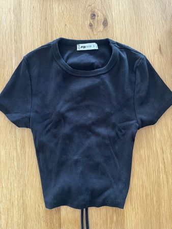Schwarzes Damen Crop Top Grösse S mit Schnürung