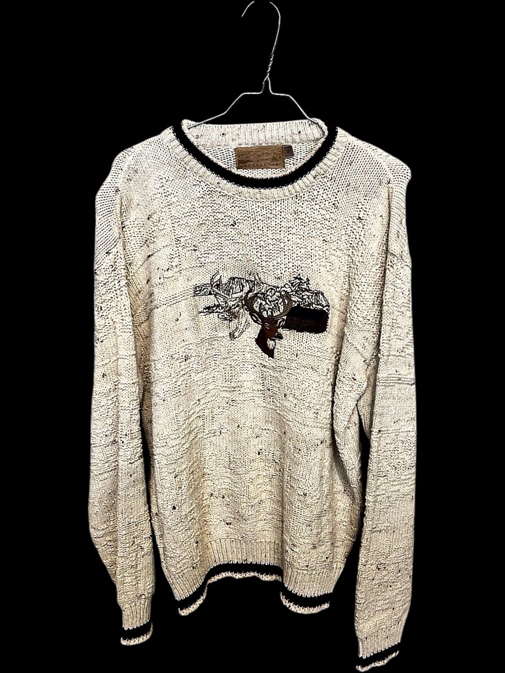 Maglioni & Felpe: Shenandoah Cremefarbener Strickpullover mit Hirschmotiv - – Usato da Zug venduto da vinokilo 1