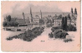 Zürich, Lichtbild auf geschöpftem Papier, gelaufen 1907