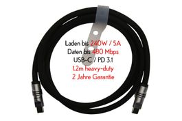 USB-C Schnelladekabel + Datenfunktion 1,2m, Silikon, Neuware