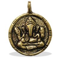 Anhänger Messing Ganesh Goldfarben Indien Ganesha 4cm