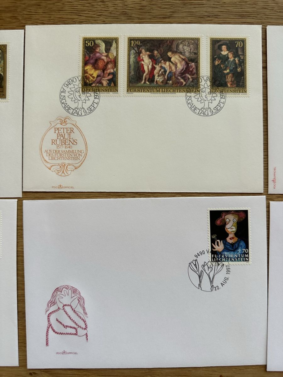 Tutti i francobolli: Liechtenstein - 8x GEMÄLDE  FDC‘s  – Usato da Schmitten / FR venduto da Samsara169 2