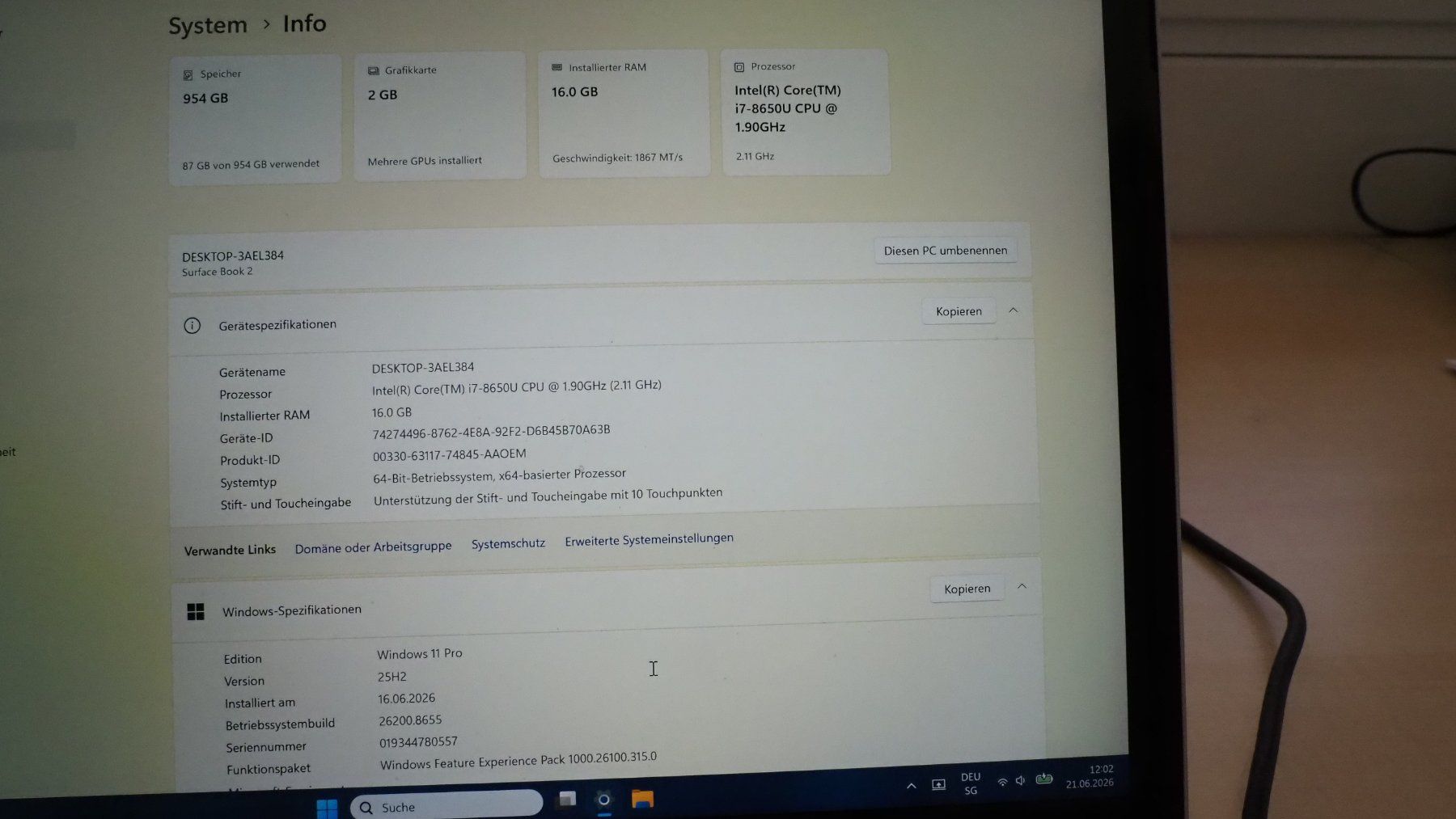 Microsoft Portables: Microsoft Surface Book2 absoluter neuwertiger Zustand – D'occasion à Biberstein par pampasgras 7