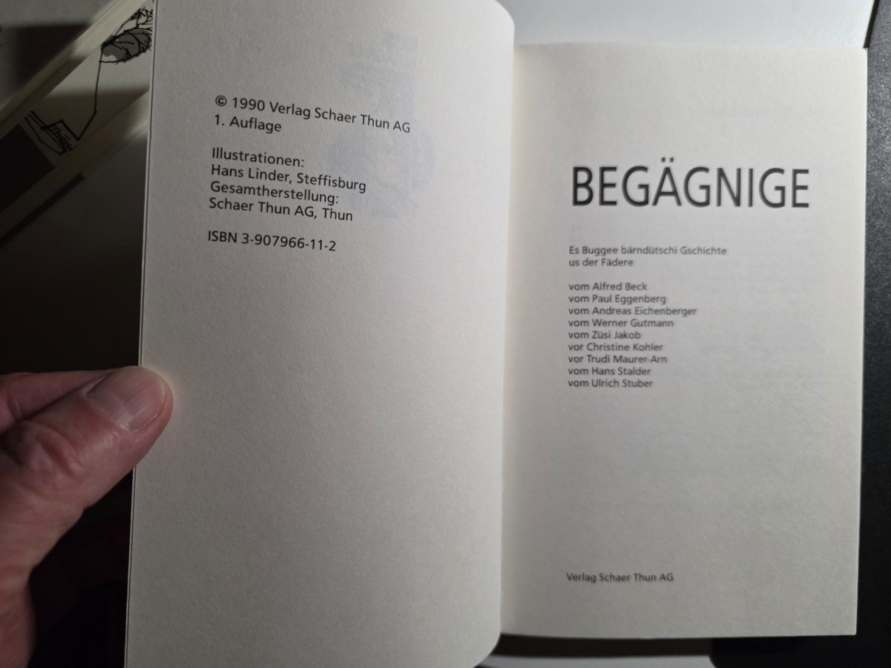 Bücher: Begägnige - Es Buggee bärndütschi Gschichte - 1990 – Gebraucht aus Walterswil BE von Lonitti 2