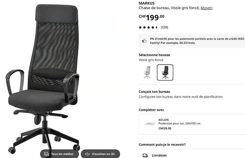 Chaises: MARKUS Chaise de bureau – D'occasion à Gampelen par Disabo