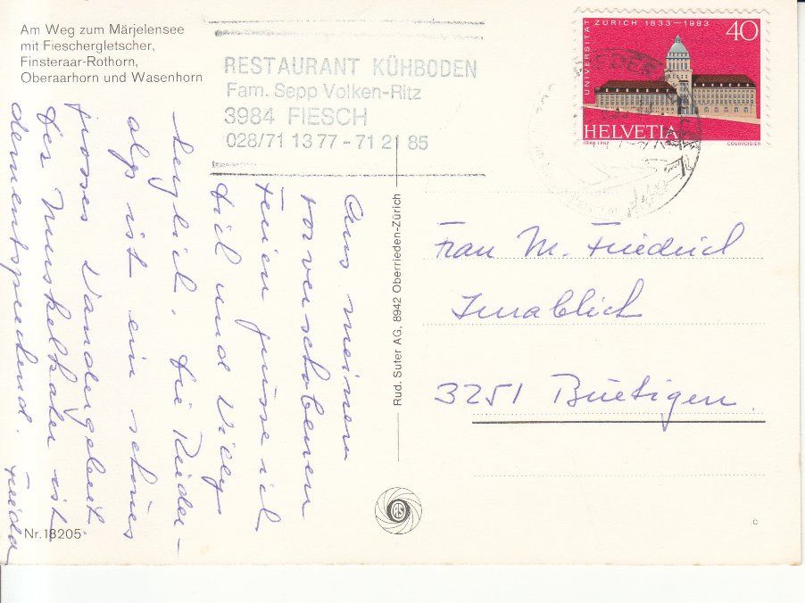 Cartoline postali: Fieschergletscher 1983 – Usato da Bürglen TG venduto da StampGraf 1
