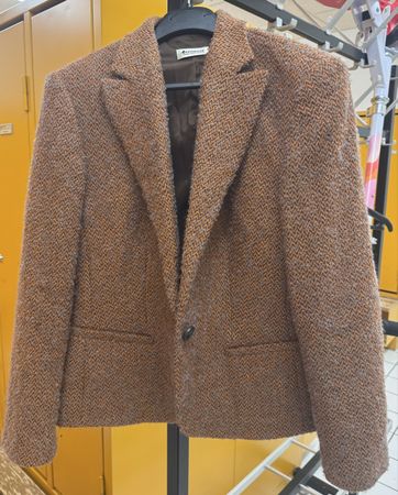Antonette Blazer Wool Alpaca Silk Blend Herringbone Sz 42