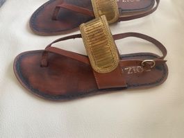 SUMMERTIME - stilvolle/edle Flip-Flops, braun/gold, 38